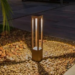 Agra LED tuinpadverlichting, roestbruin, aluminium/glas, hoogte 65 cm