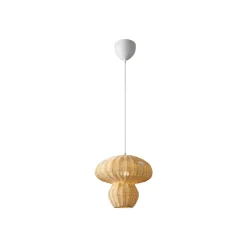 Allie hanglamp, rotan, paddenstoelvorm, natuurlijk bruin