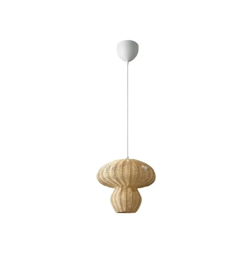 Allie hanglamp, rotan, paddenstoelvorm, natuurlijk bruin