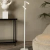 Antrim LED vloerlamp, wit, 2-lamps, IP54, dimbaar
