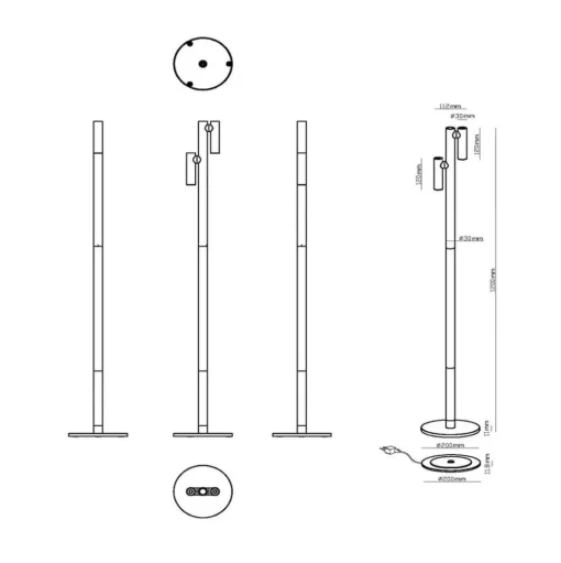 Antrim LED vloerlamp, wit, 2-lamps, IP54, dimbaar