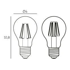 Arbitraire LED lamp, E27 Ø 6 cm 3,5 W 2.200 K dimbaar