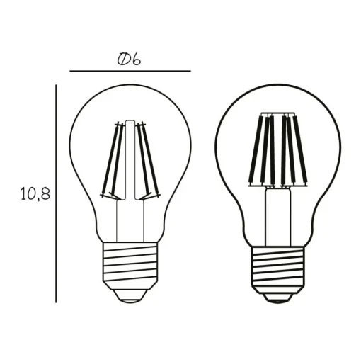 Arbitraire LED lamp, E27 Ø 6 cm 3,5 W 2.200 K dimbaar