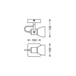 Arbo plafondspot met houten element, 1-lamp