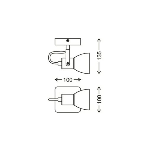 Arbo plafondspot met houten element, 1-lamp