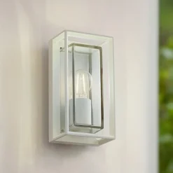 Arcchio buitenwandlamp Ismera, wit, IP65, glas, E27