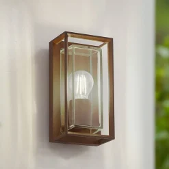 Arcchio buitenwandlamp Ismera, roestkleurig, IP65, glas, E27