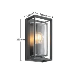 Arcchio buitenwandlamp Ismera, antraciet/helder, IP65, glas