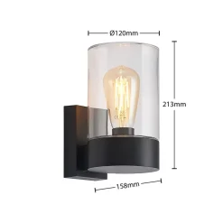 Arcchio buitenwandlamp Liljana, zwart, 21 cm, IP65, glas