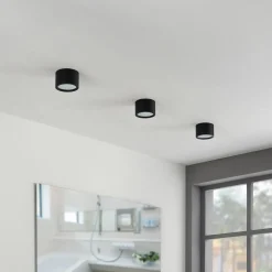 Arcchio downlight Nieva, GX53, zwart, rond, Ø 10cm, metaal
