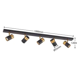 Arcchio Evaro spot, gouden ring achter, 5 -lamps