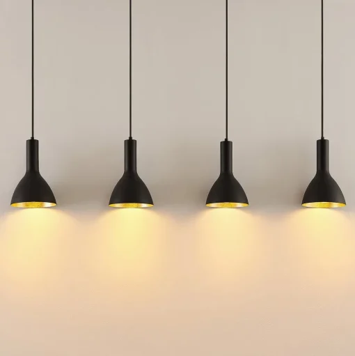 Arcchio hanglamp Cosmina, 4-lamps, lengte 120 cm, zwart