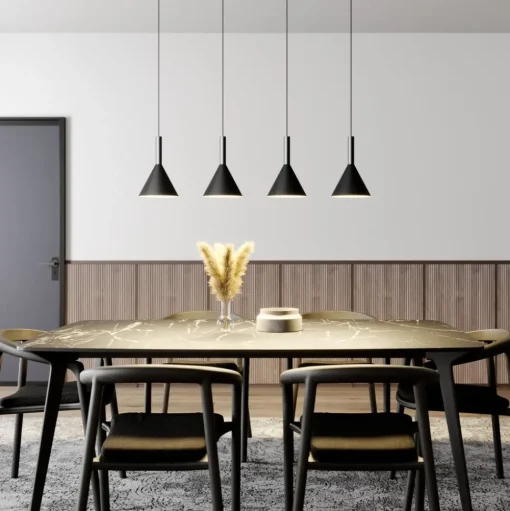 Arcchio hanglamp Tadej, 4-lamps, zwart-wit, metaal, E27