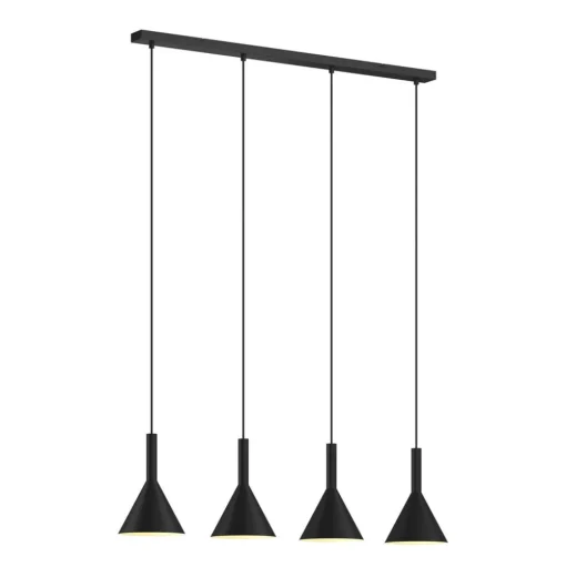 Arcchio hanglamp Tadej, 4-lamps, zwart-wit, metaal, E27