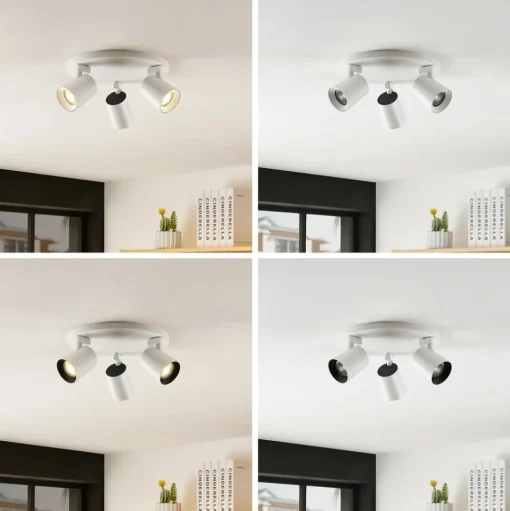 Arcchio Iavo plafondspot, rond, 3-lamps, wit