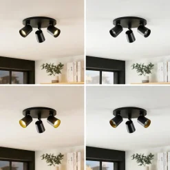 Arcchio Iavo plafondspot, rond, 3-lamps, zwart