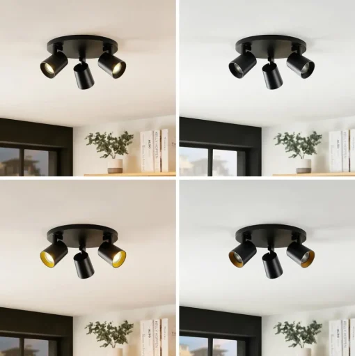Arcchio Iavo plafondspot, rond, 3-lamps, zwart