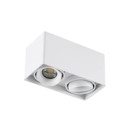 Arcchio Kubika downlight, 19 cm, wit, 2-lamps, metaal