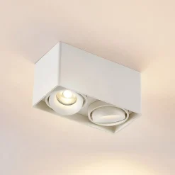 Arcchio Kubika downlight, 19 cm, wit, 2-lamps, metaal