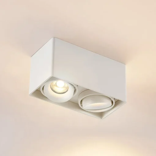 Arcchio Kubika downlight, 19 cm, wit, 2-lamps, metaal