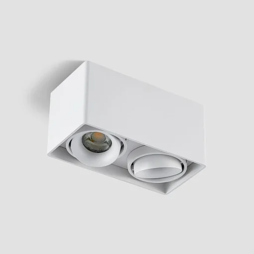 Arcchio Kubika downlight, 19 cm, wit, 2-lamps, metaal