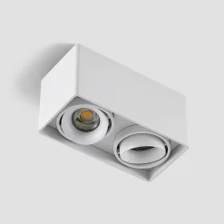Arcchio Kubika downlight, 19 cm, wit, 2-lamps, metaal