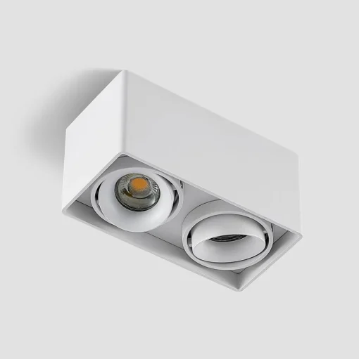 Arcchio Kubika downlight, 19 cm, wit, 2-lamps, metaal