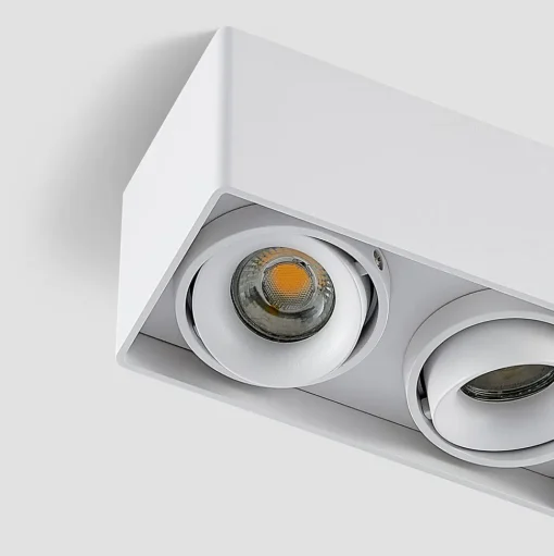 Arcchio Kubika downlight, 19 cm, wit, 2-lamps, metaal