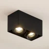 Arcchio Kubika downlight, 19 cm, zwart, 2-lamps, metaal