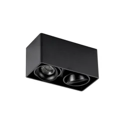 Arcchio Kubika downlight, 19 cm, zwart, 2-lamps, metaal