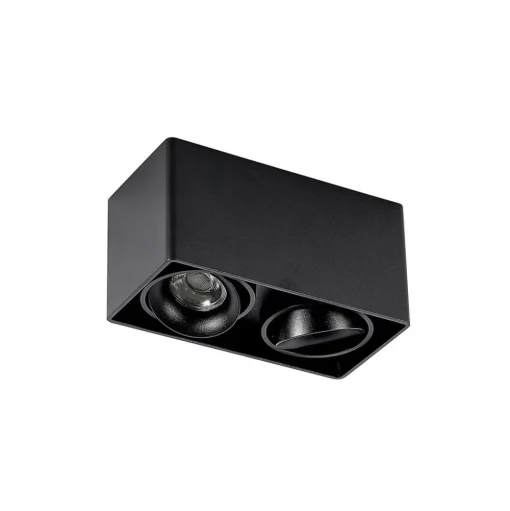 Arcchio Kubika downlight, 19 cm, zwart, 2-lamps, metaal