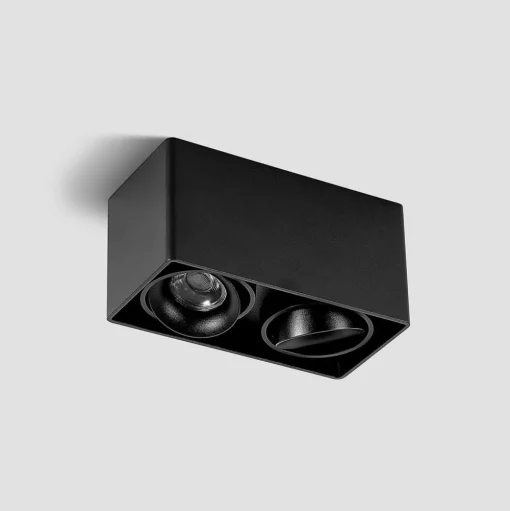 Arcchio Kubika downlight, 19 cm, zwart, 2-lamps, metaal
