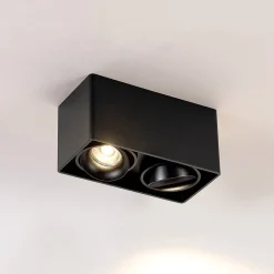 Arcchio Kubika downlight, 19 cm, zwart, 2-lamps, metaal