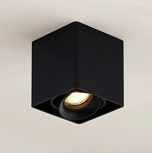 Arcchio Kubika downlight, 9 cm, zwart, 1-lamp, metaal
