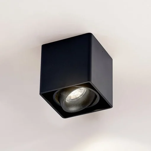 Arcchio Kubika downlight, 9 cm, zwart, 1-lamp, metaal