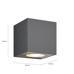 Arcchio LED buiten wandlamp Tassnim, 12 cm, antraciet, IP65