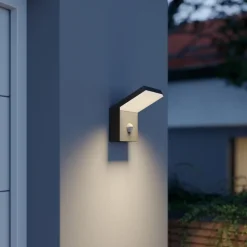 Arcchio LED buiten wandlamp Yolena, sensor, antraciet, aluminium