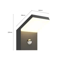 Arcchio LED buiten wandlamp Yolena, sensor, antraciet, aluminium