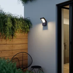 Arcchio LED buiten wandlamp Advik, antraciet, IP54, sensor