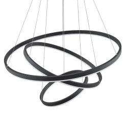 Arcchio LED hanglamp Albiona, zwart, 3 ringen, Ø 80 cm