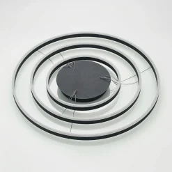 Arcchio LED hanglamp Albiona, zwart, 3 ringen, Ø 80 cm