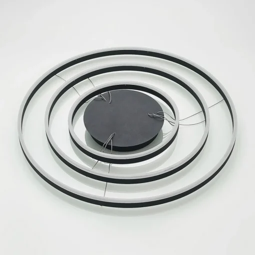 Arcchio LED hanglamp Albiona, zwart, 3 ringen, Ø 80 cm