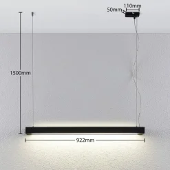 Arcchio LED hanglamp Cuna, 92 cm, zwart, metaal