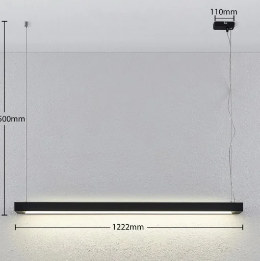 Arcchio LED hanglamp Cuna, zwart, 122cm, metaal