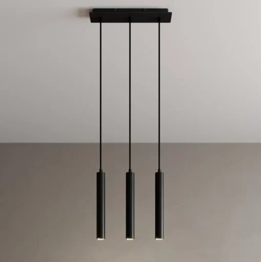 Arcchio LED hanglamp Franka, 3-lamps, lang, zwart, aluminium