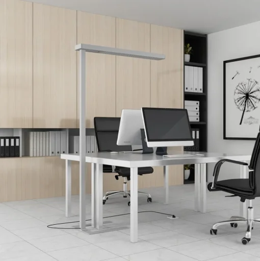 Arcchio LED kantoor vloerlamp Susi, zilver, sensor, touchdimmer