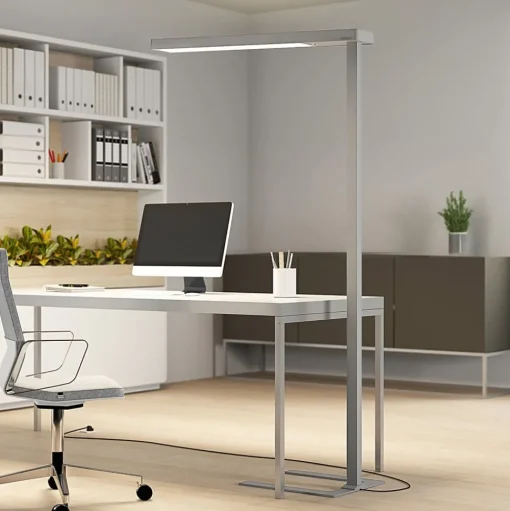 Arcchio LED kantoor vloerlamp Susi, zilver, sensor, dimmer, CCT