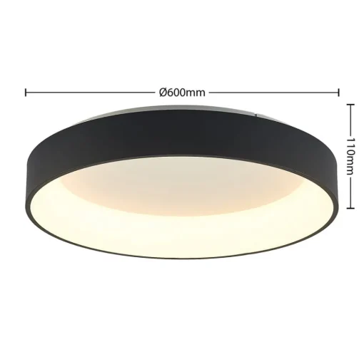 Arcchio LED plafondlamp Aleksi, Ø 60cm, zwart, metaal, CCT