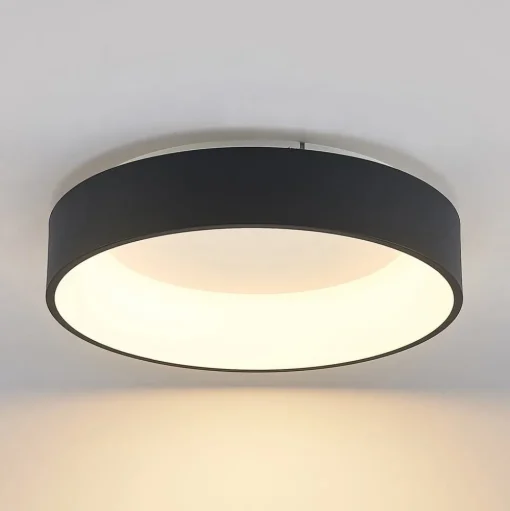Arcchio LED plafondlamp Aleksi, Ø 45cm, zwart, metaal, CCT