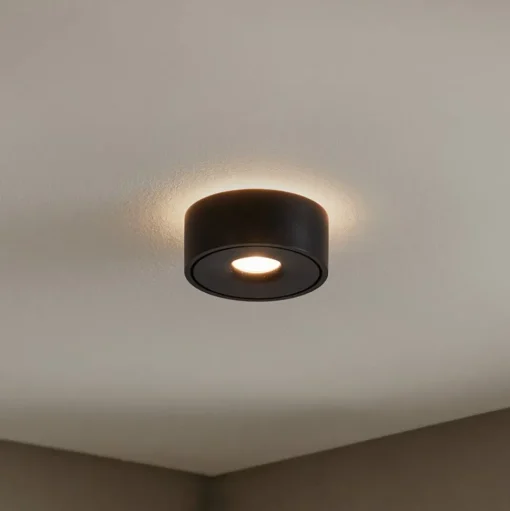 Arcchio LED plafondlamp Rotari, Ø 12 cm, omhoog & omlaag, zwart